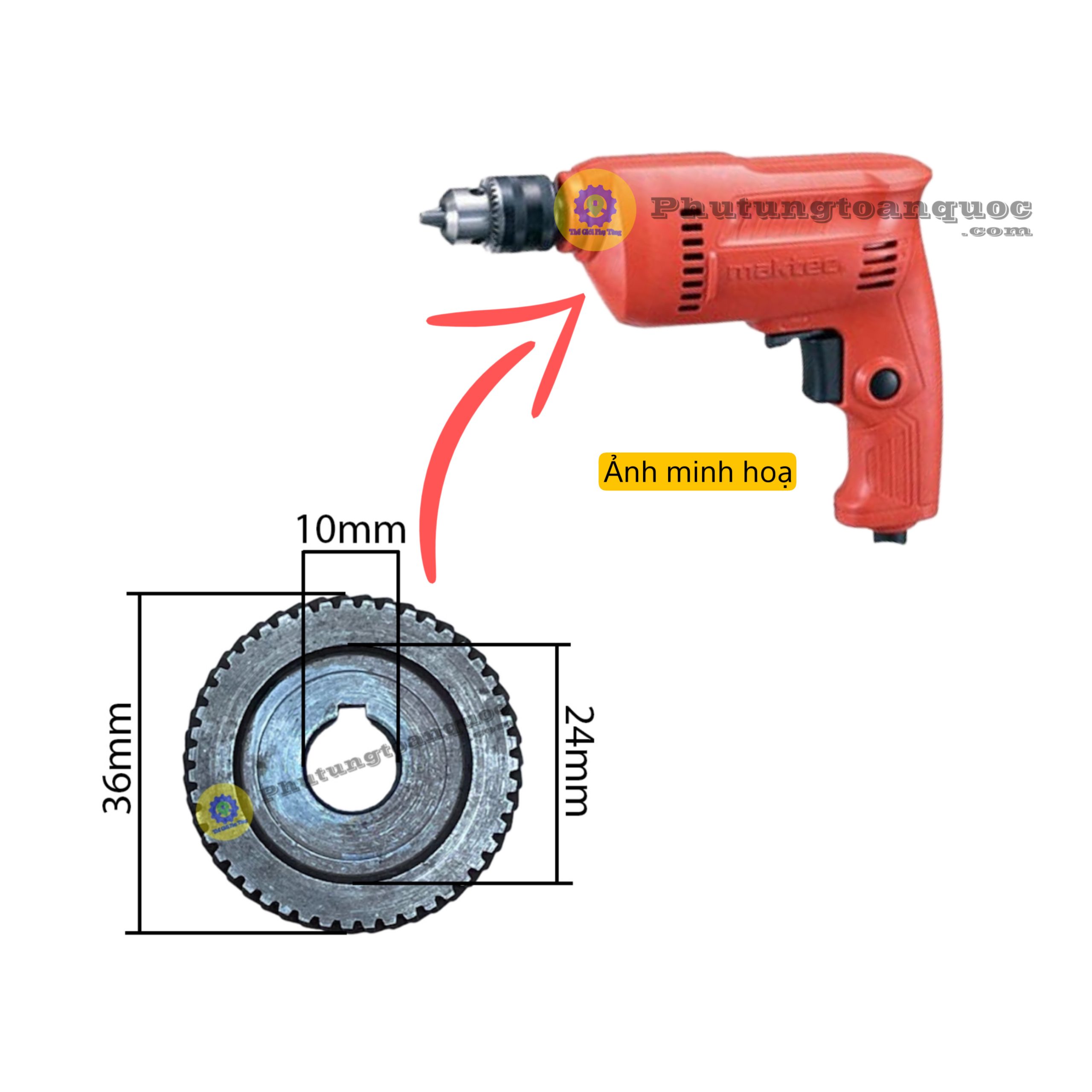 nhông bánh răng maktec đầu 10mm (1)