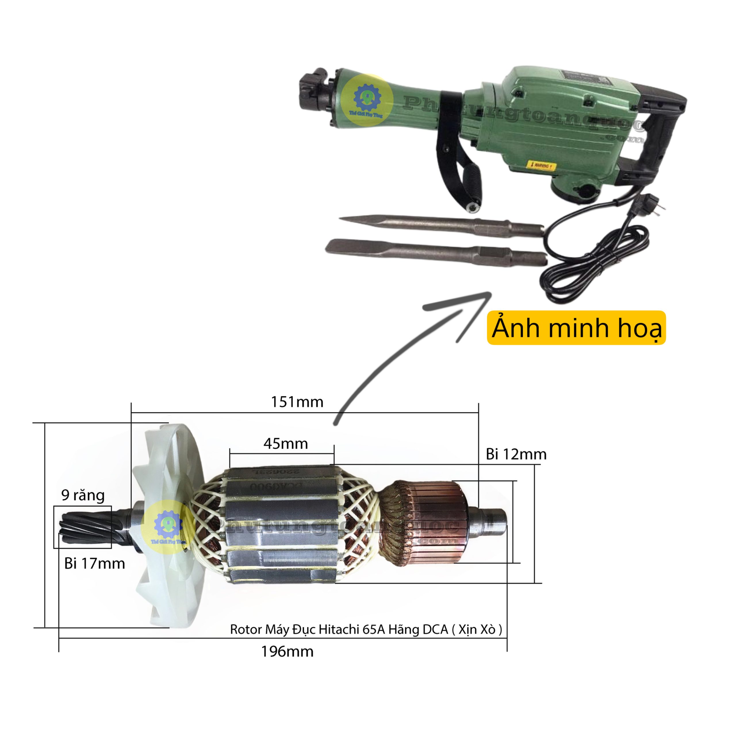rotor máy đục 30ly hitachi 65a (1)
