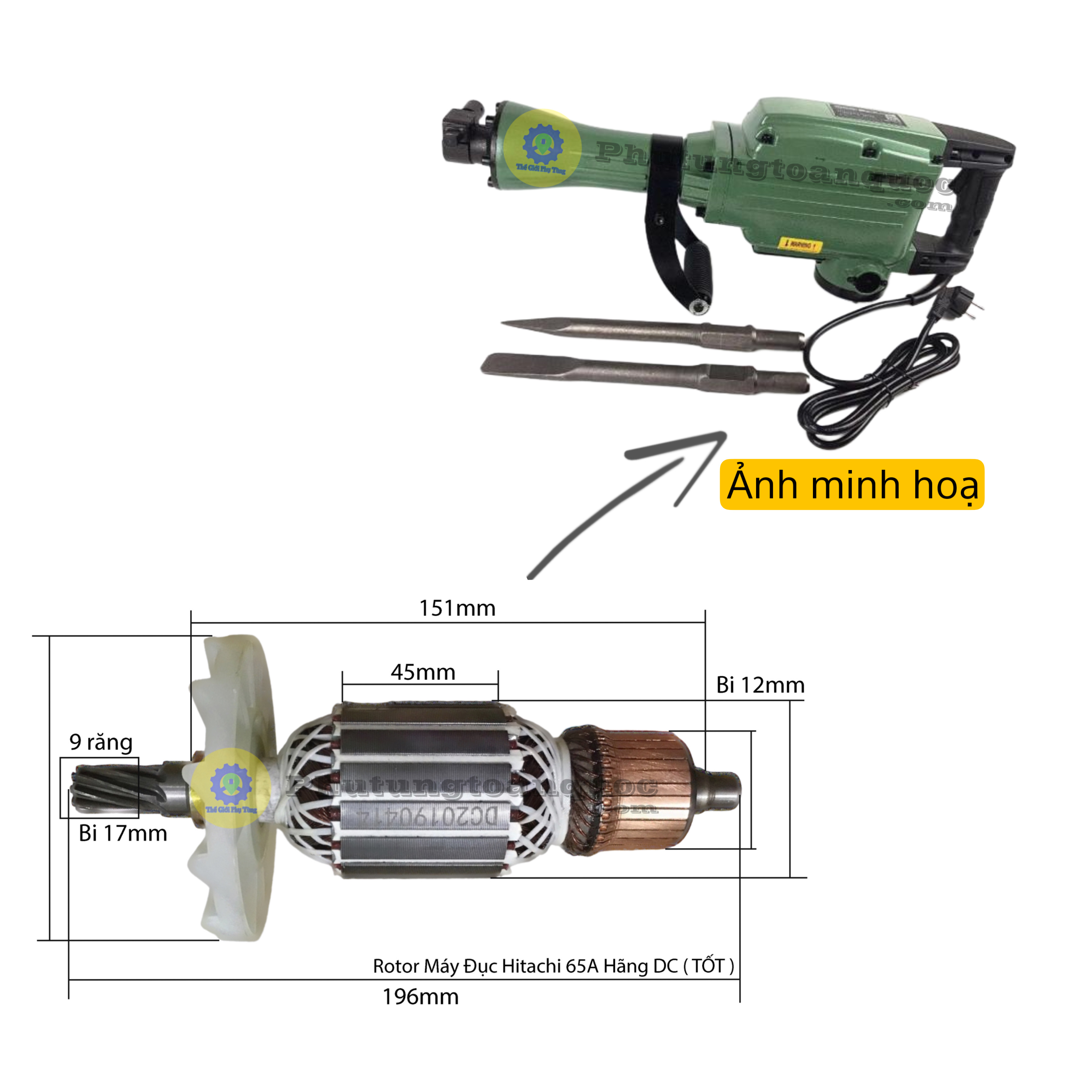 rotor máy đục 30ly hitachi 65a (1)