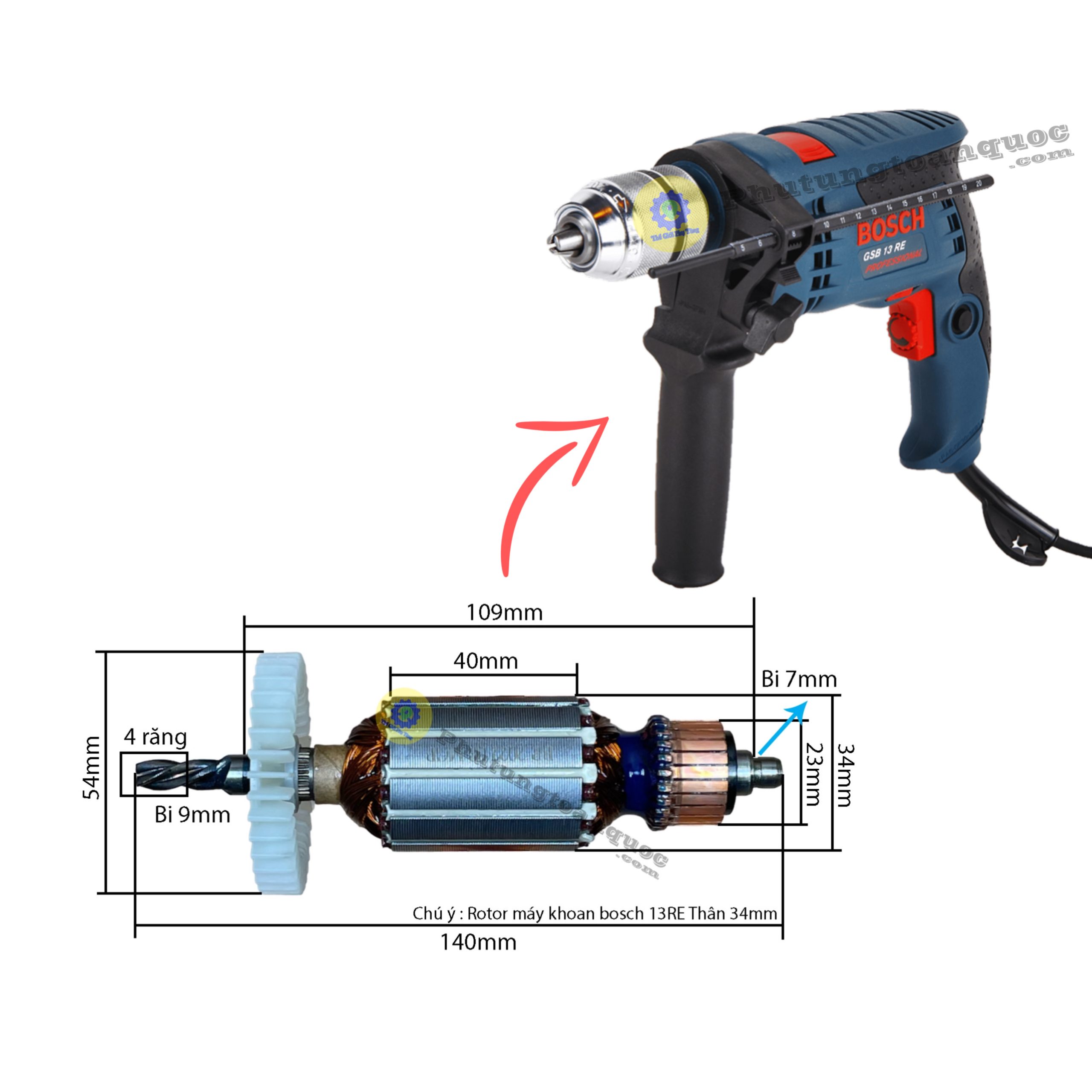 rotor máy khoan bosch 13re thân 34 (1)