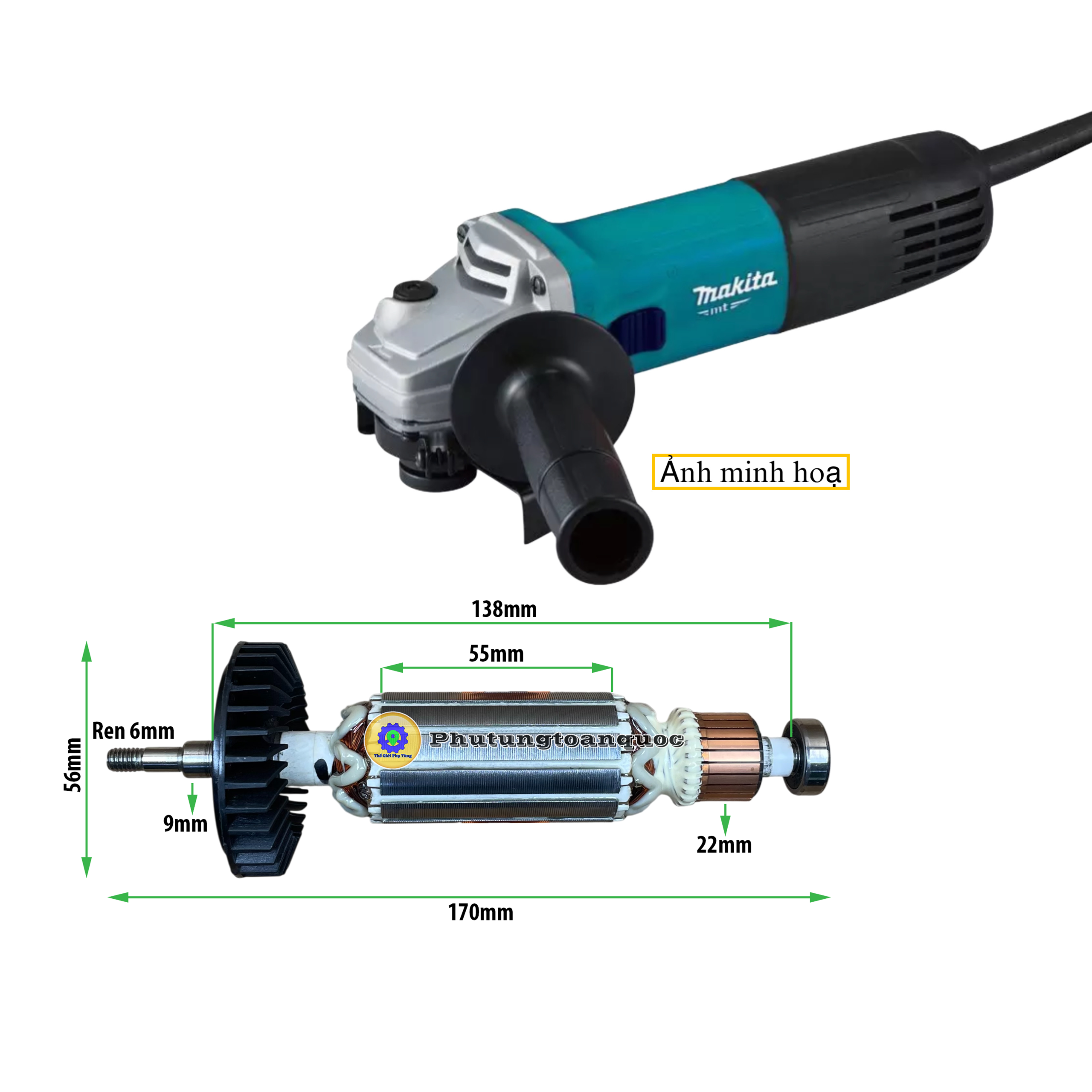 Rotor máy mài makita 9509 (1)