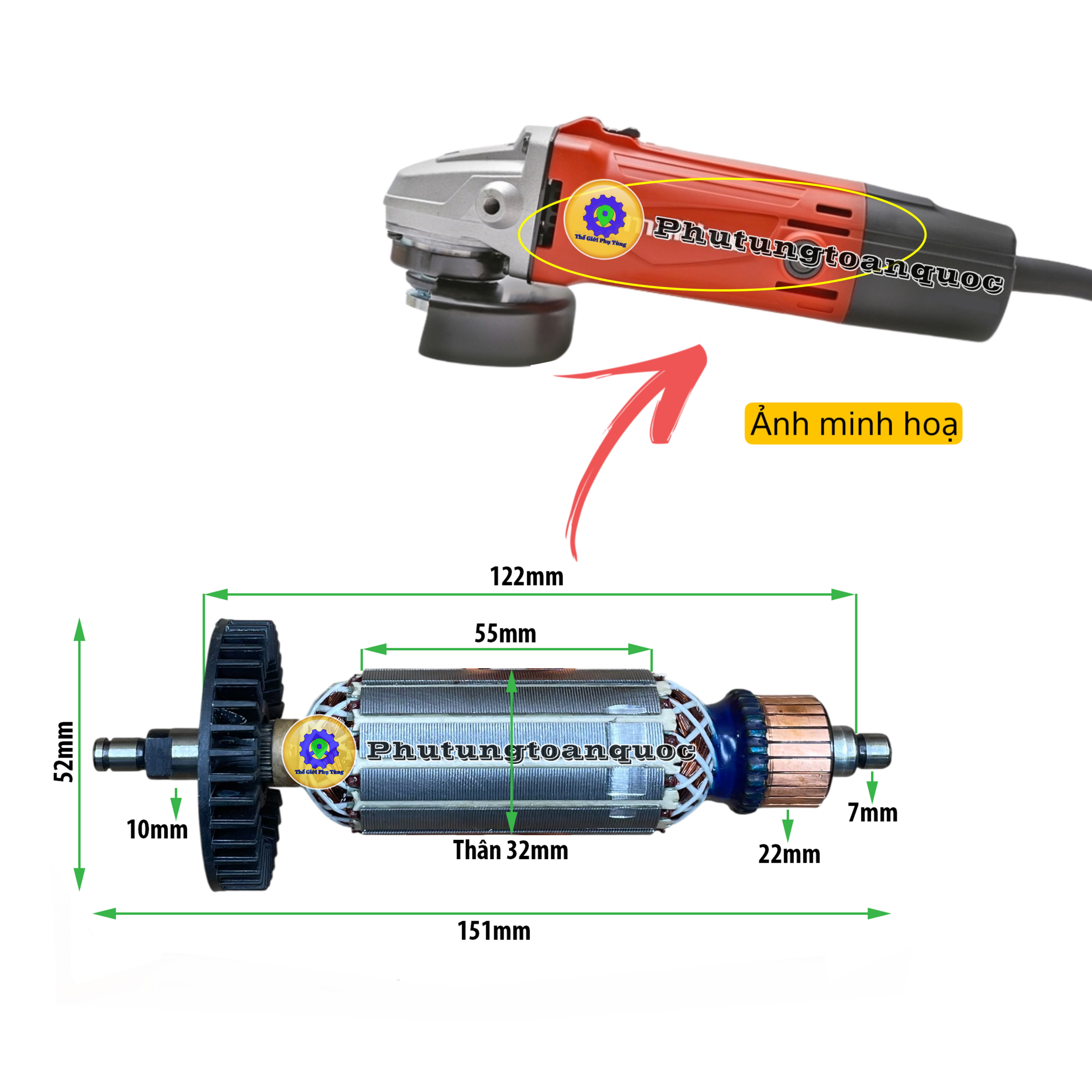 Rotor DC máy mài MT953 (2)